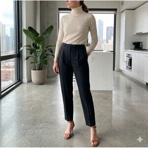 Vintage GIANNI 100% Wool Pants Made In USA Size 6 Black Petite Lined Pleated